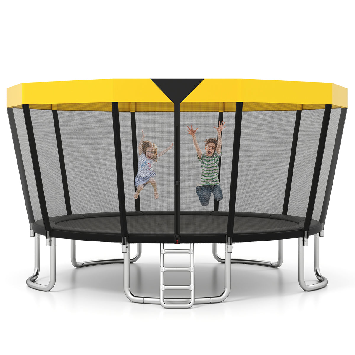15 Ft Outdoor Recreational Trampoline with Enclosure and Ladder-Trampolines-DECOROLALA