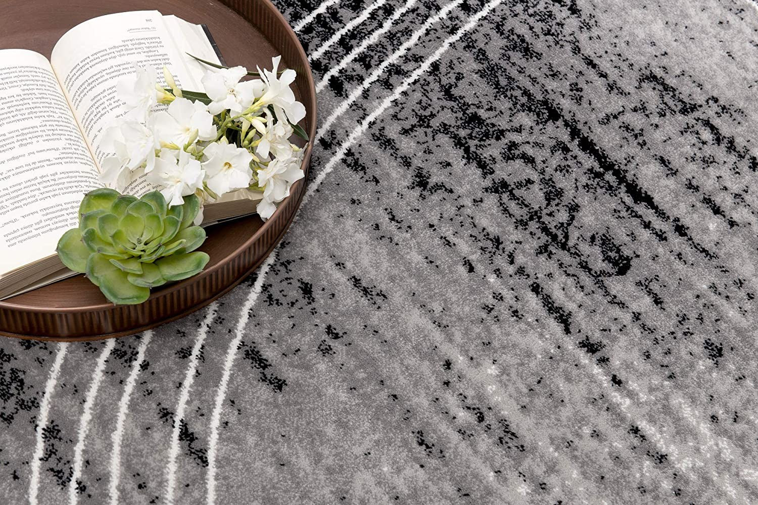 15' Gray Abstract Dhurrie Runner Rug-Area Rugs-DECOROLALA