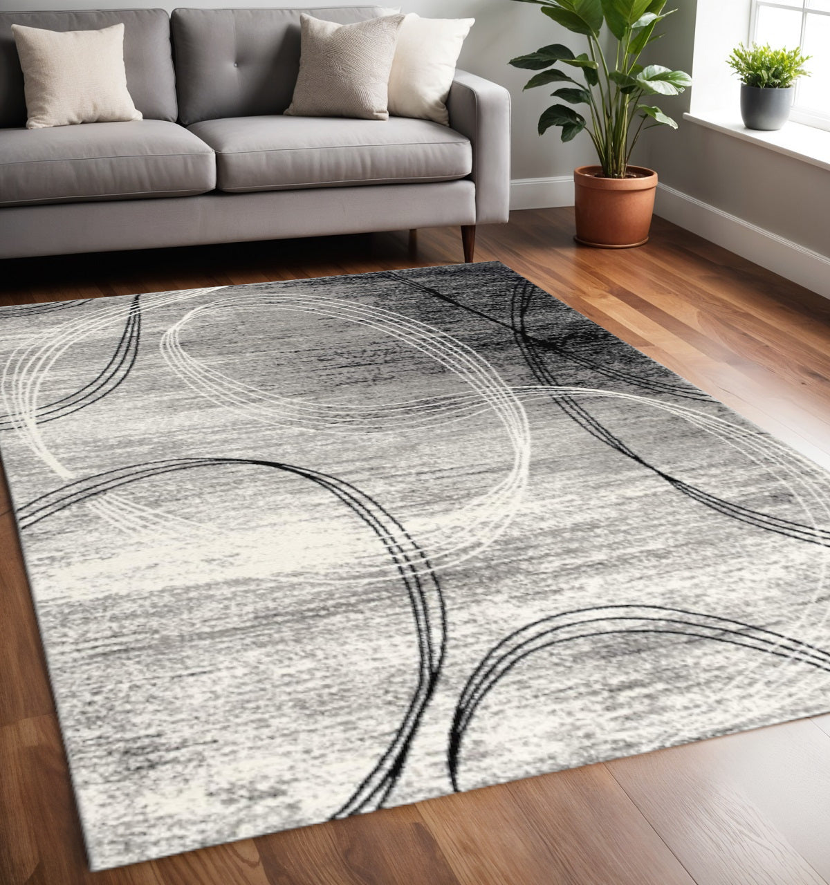 15' Gray Abstract Dhurrie Runner Rug-Area Rugs-DECOROLALA