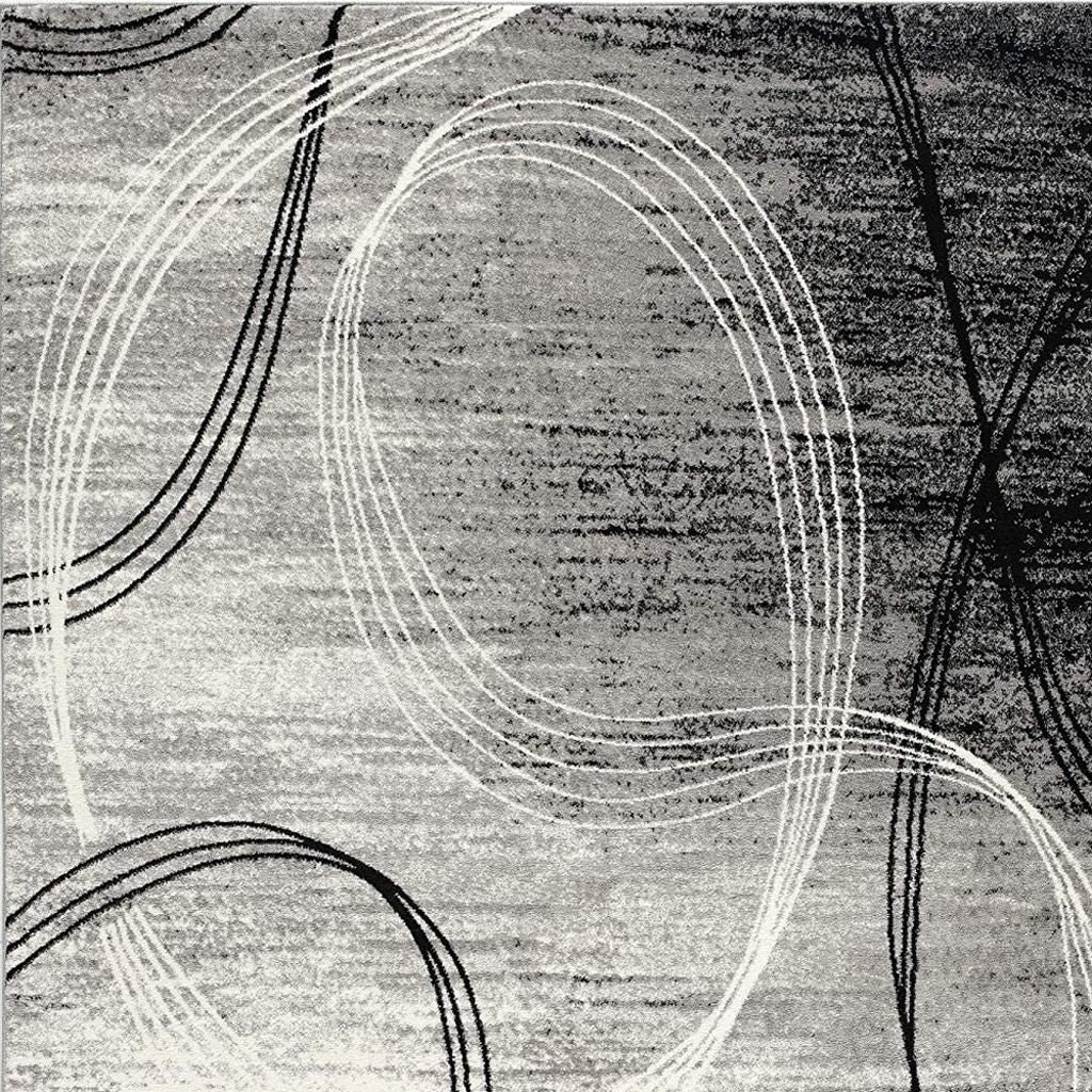 15' Gray Abstract Dhurrie Runner Rug-Area Rugs-DECOROLALA