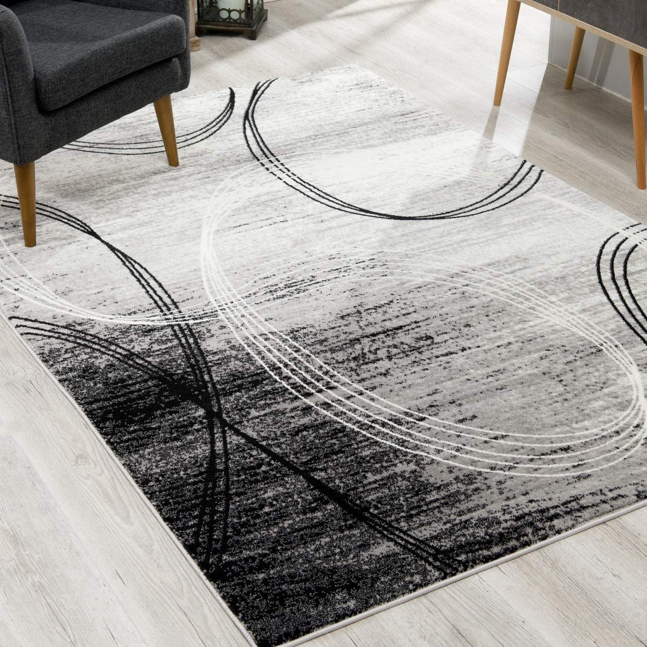 15' Gray Abstract Dhurrie Runner Rug-Area Rugs-DECOROLALA