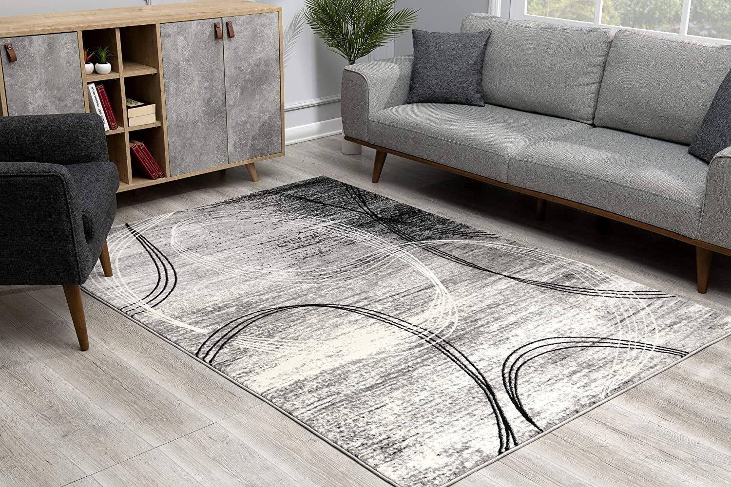 15' Gray Abstract Dhurrie Runner Rug-Area Rugs-DECOROLALA