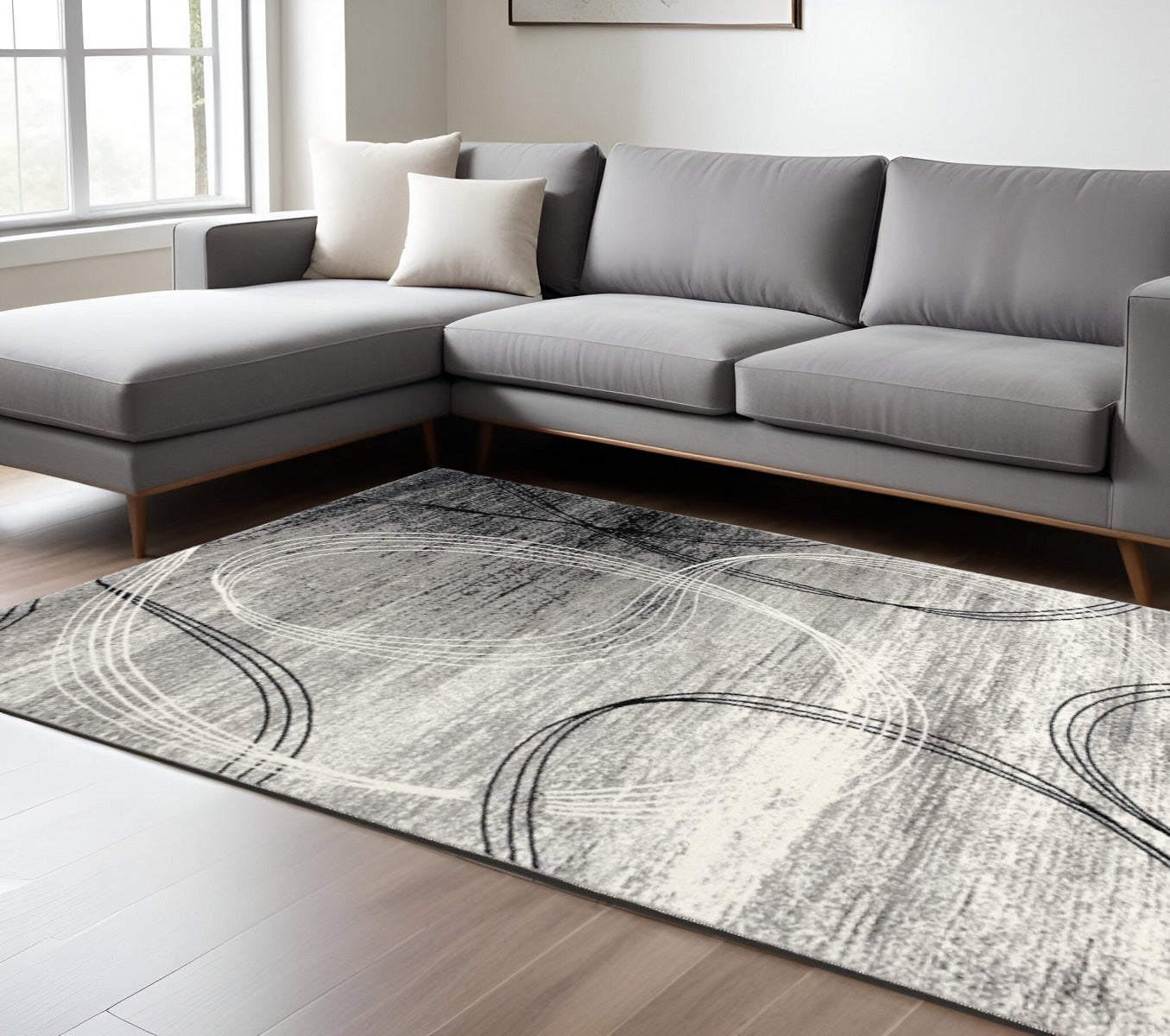 15' Gray Abstract Dhurrie Runner Rug-Area Rugs-DECOROLALA