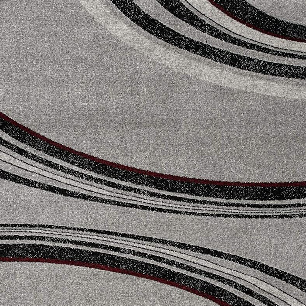 15' Gray Abstract Power Loom Runner Rug-Area Rugs-DECOROLALA