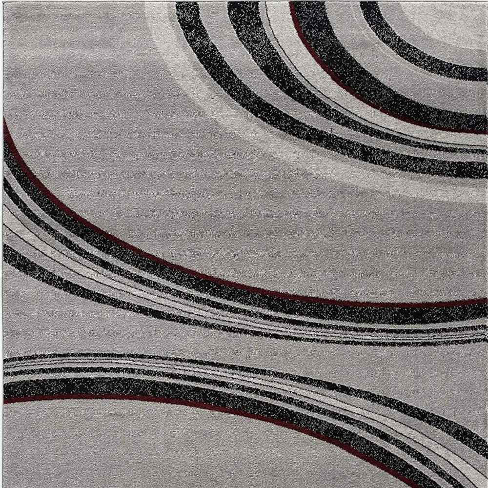 15' Gray Abstract Power Loom Runner Rug-Area Rugs-DECOROLALA