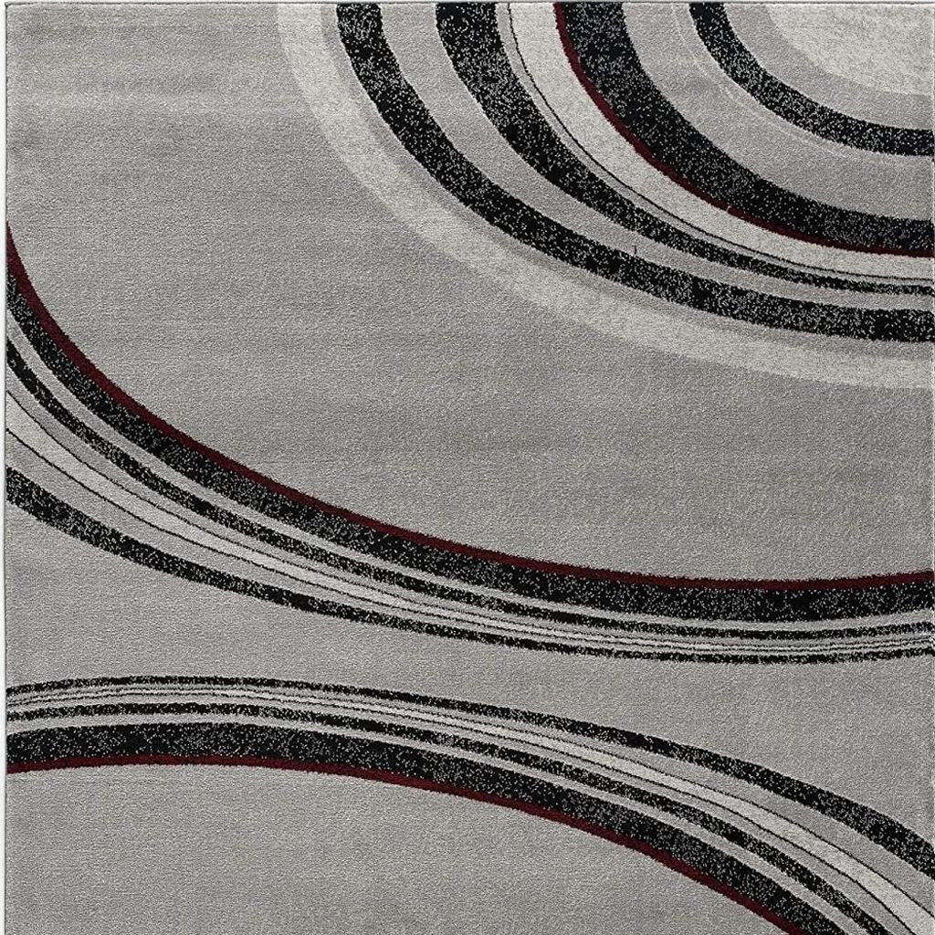15' Gray Abstract Power Loom Runner Rug-Area Rugs-DECOROLALA