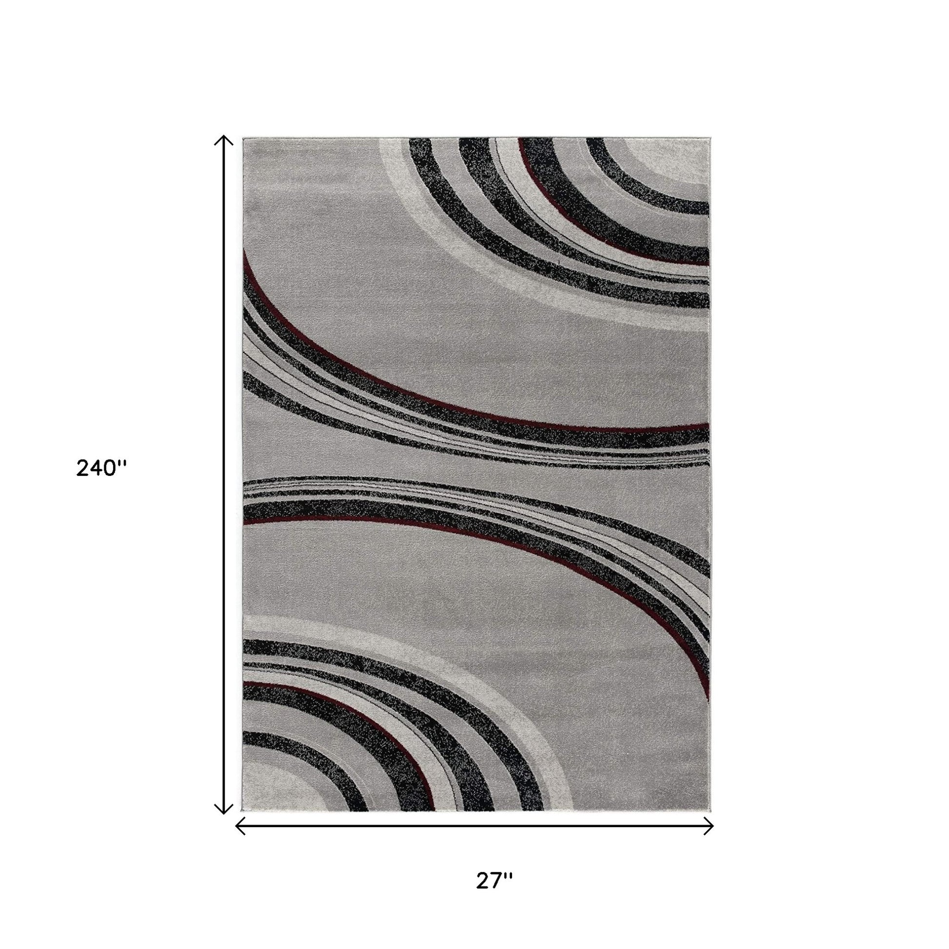 15' Gray Abstract Power Loom Runner Rug-Area Rugs-DECOROLALA