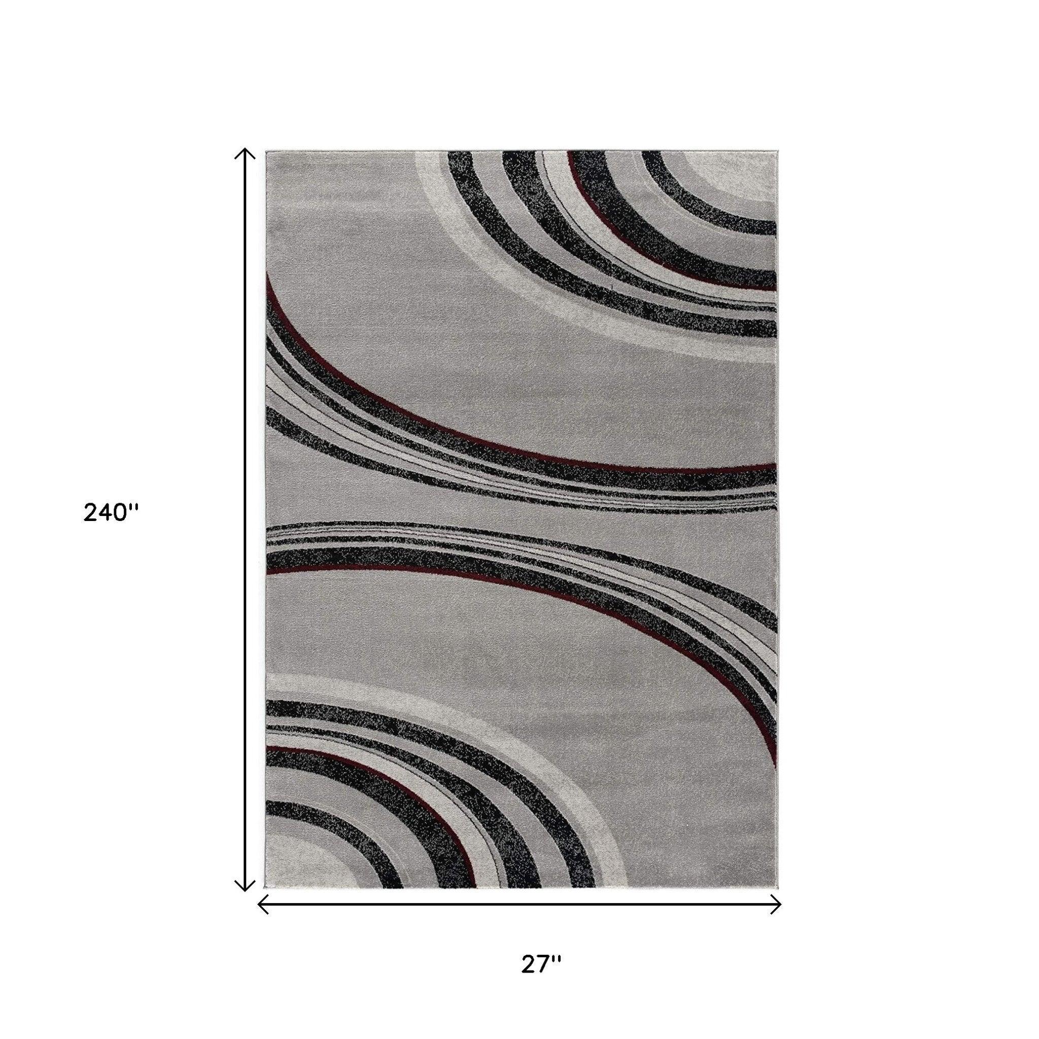 15' Gray Abstract Power Loom Runner Rug-Area Rugs-DECOROLALA