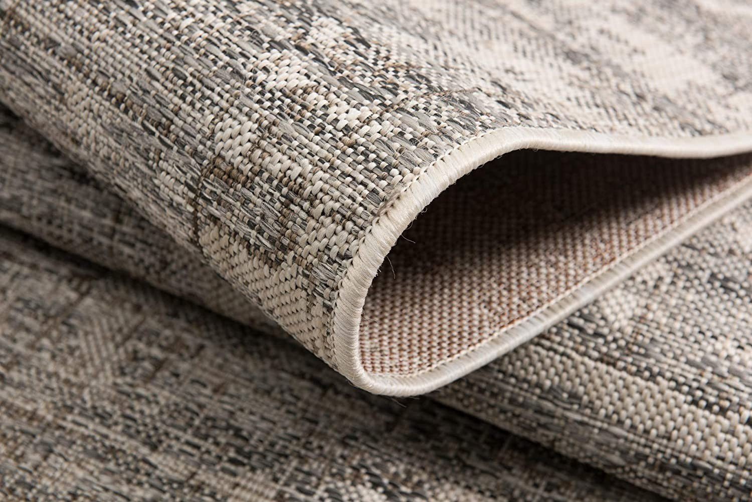 15' Gray And Ivory Abstract Runner Rug-Area Rugs-DECOROLALA