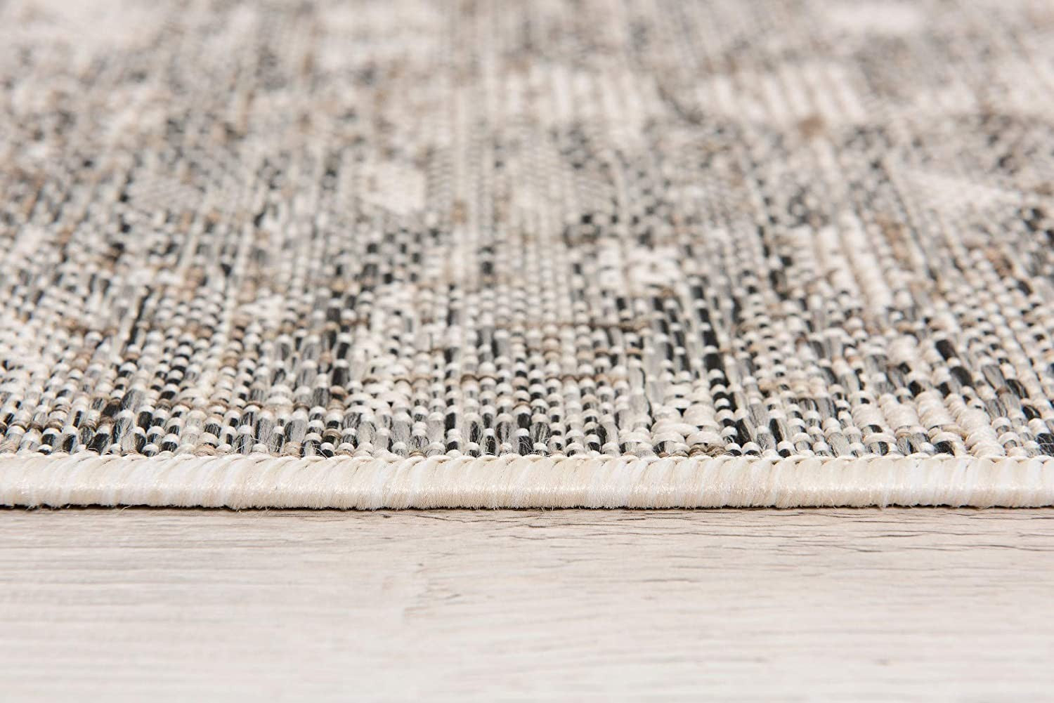 15' Gray And Ivory Abstract Runner Rug-Area Rugs-DECOROLALA