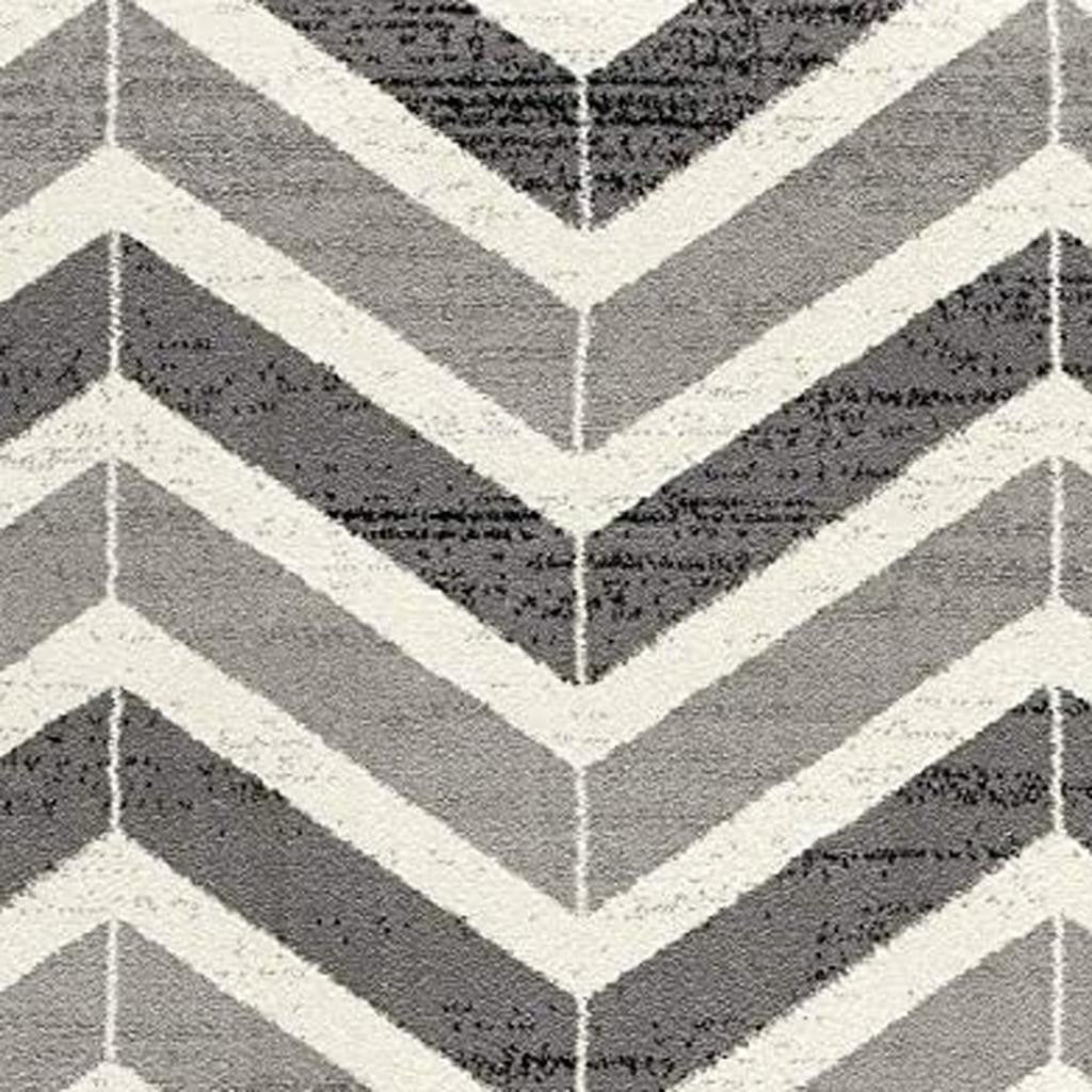 15' Gray And Ivory Chevron Distressed Runner Rug-Area Rugs-DECOROLALA