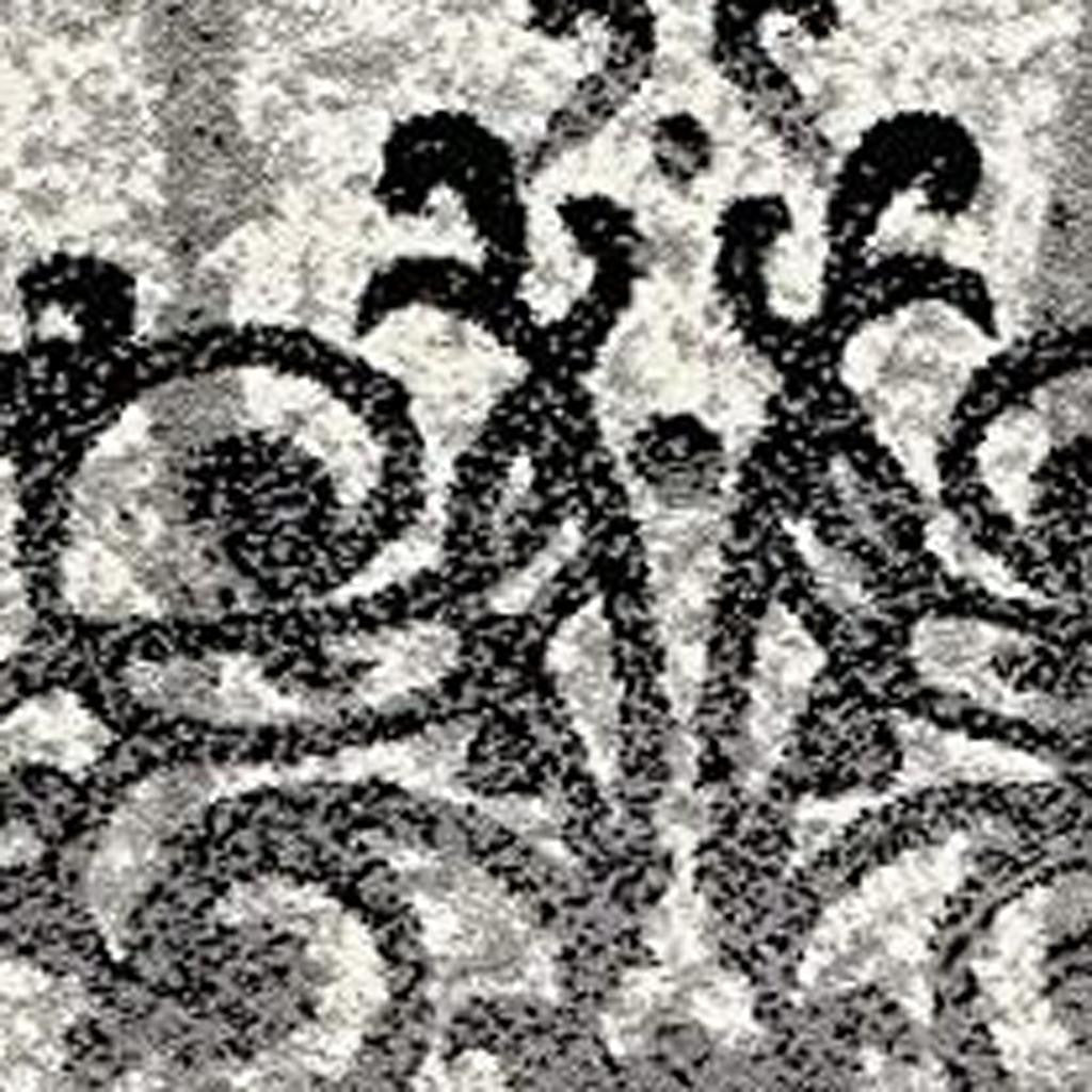 15' Gray Damask Dhurrie Runner Rug-Area Rugs-DECOROLALA