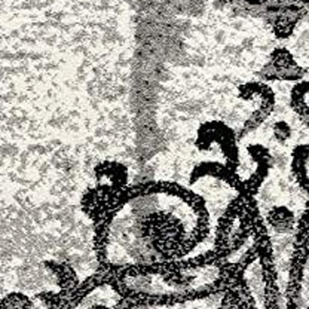 15' Gray Damask Dhurrie Runner Rug-Area Rugs-DECOROLALA