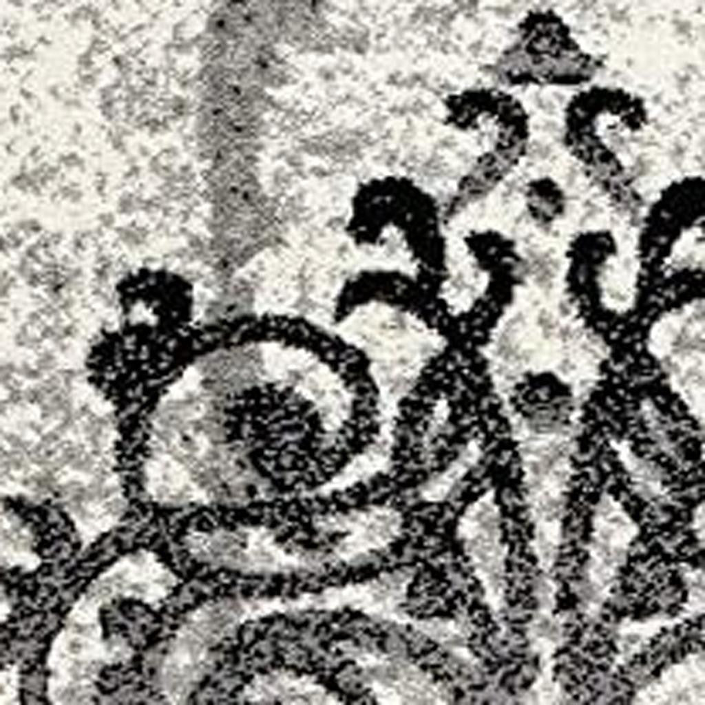 15' Gray Damask Dhurrie Runner Rug-Area Rugs-DECOROLALA