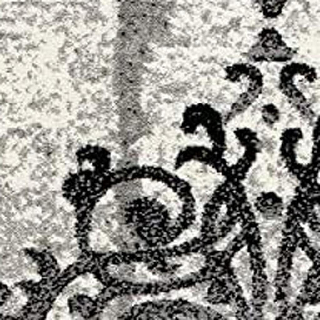 15' Gray Damask Dhurrie Runner Rug-Area Rugs-DECOROLALA