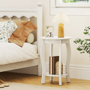 15 Inch 2-Tier Round End Table with Storage Shelf-White-End & Side Tables-DECOROLALA