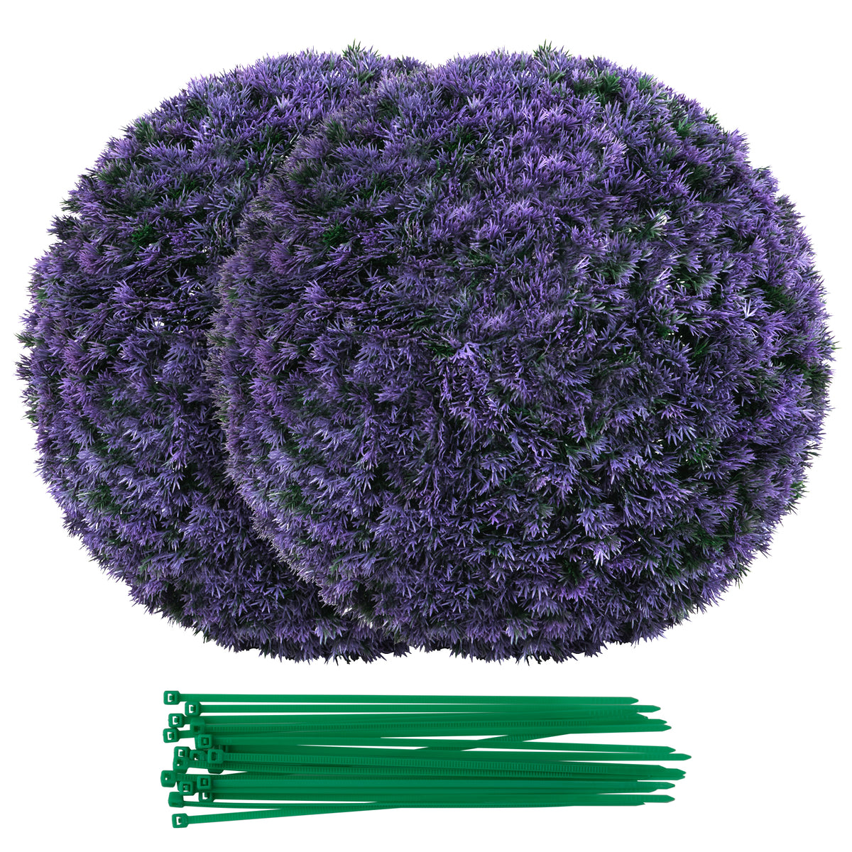 15 Inch Round Artificial Plant Boxwood Topiary Balls Set of 2 for Indoor Outdoor-Purple-Artificial Plants-DECOROLALA