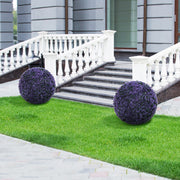 15 Inch Round Artificial Plant Boxwood Topiary Balls Set of 2 for Indoor Outdoor-Purple-Artificial Plants-DECOROLALA