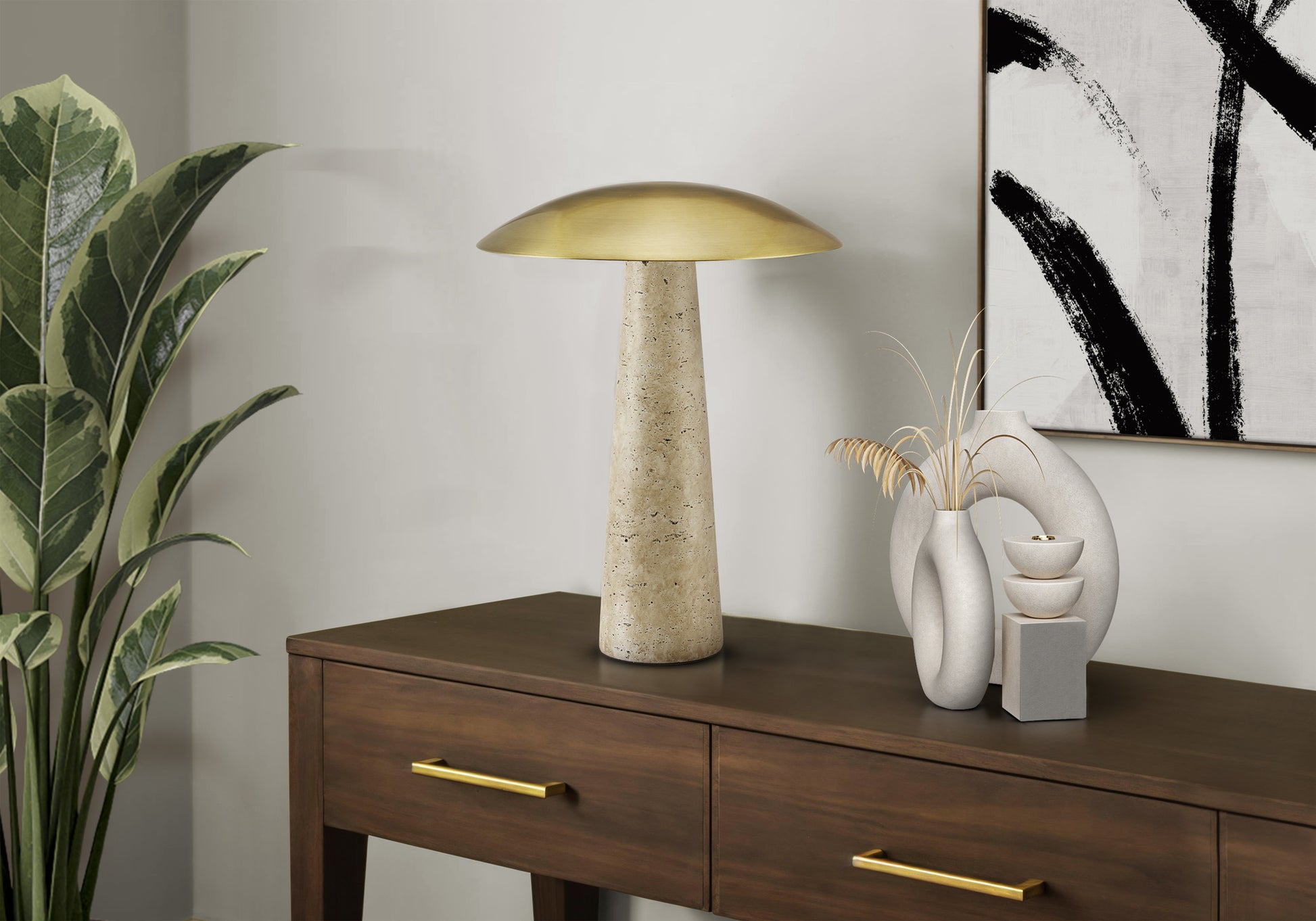 15" LED Table Lamp - Resin Base and Metal Dome Shade-Table lamp-DECOROLALA