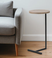 15" Natural and Black Solid Wood and Metal-Tray Tables-DECOROLALA