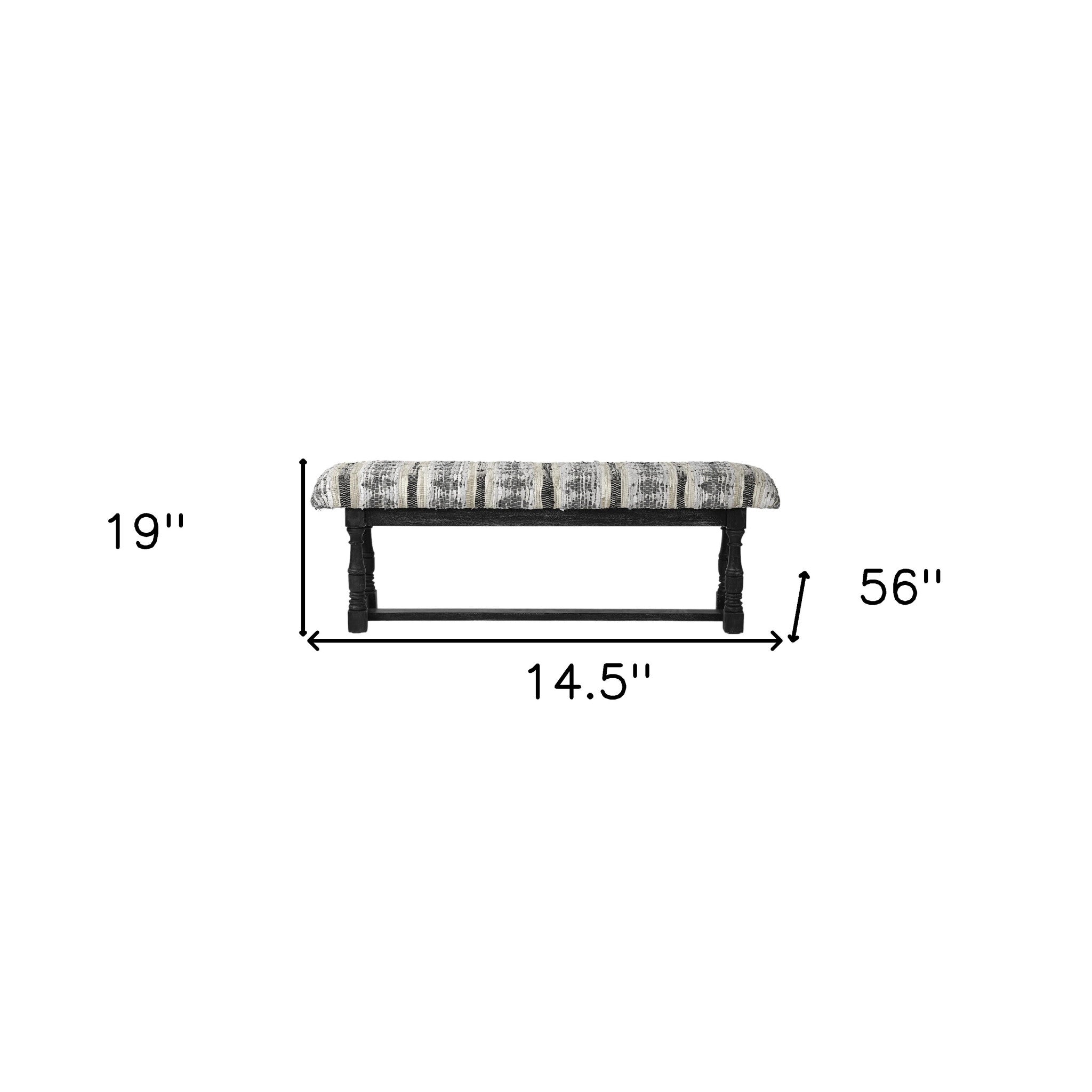 15" Off White and Black Upholstered Faux Leather Bench-Benches-DECOROLALA