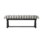 15" Off White and Black Upholstered Faux Leather Bench-Benches-DECOROLALA