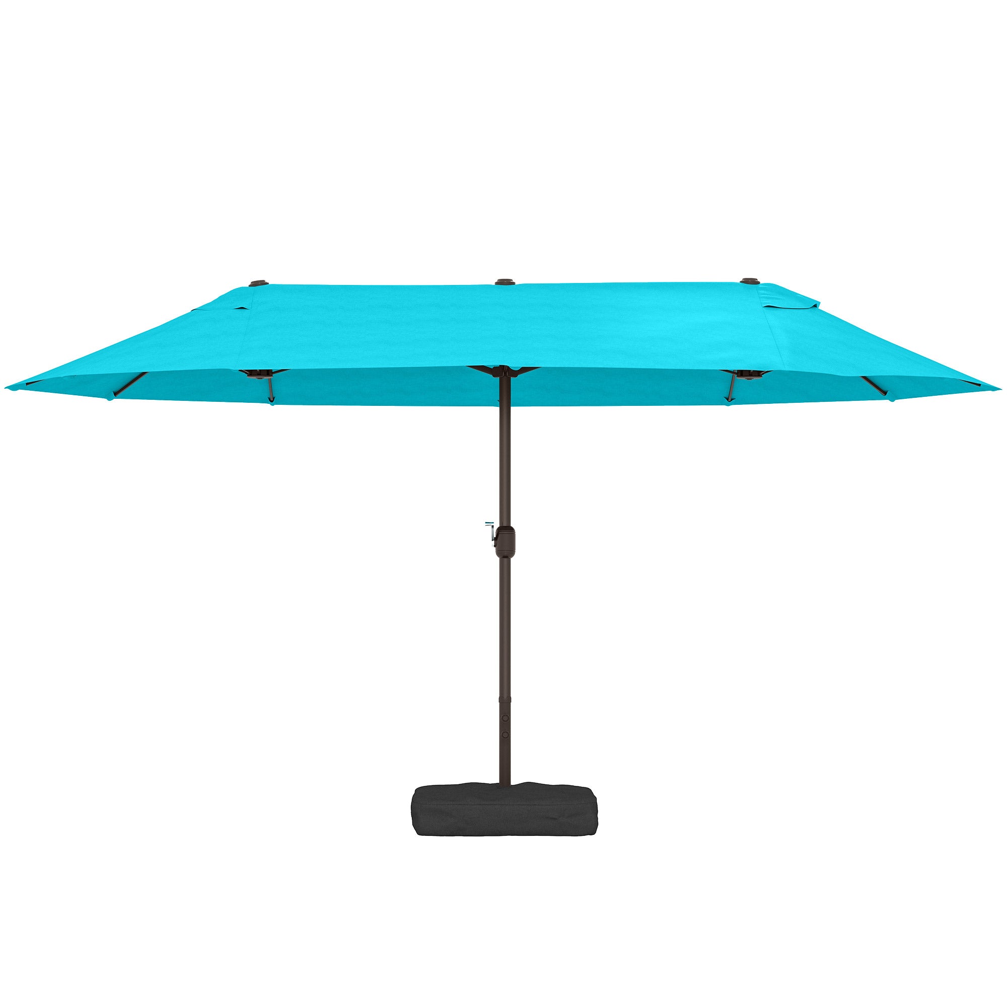 15' Outdoor Patio Umbrella, Light Blue Sunshade, Steel, Lift Crank-DECOROLALA