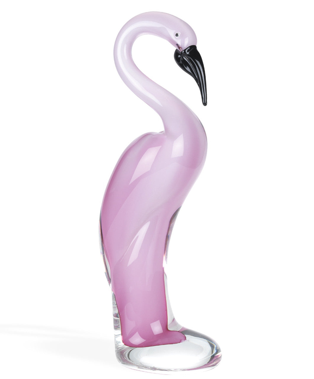 15" Pink Murano Glass Flamingo Figurine Tabletop Sculpture-Sculptures-DECOROLALA