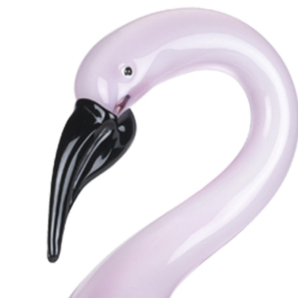 15" Pink Murano Glass Flamingo Figurine Tabletop Sculpture-Sculptures-DECOROLALA