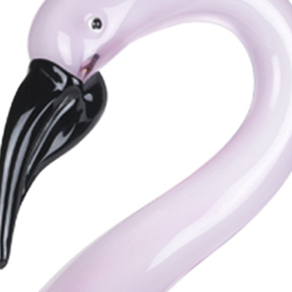 15" Pink Murano Glass Flamingo Figurine Tabletop Sculpture-Sculptures-DECOROLALA