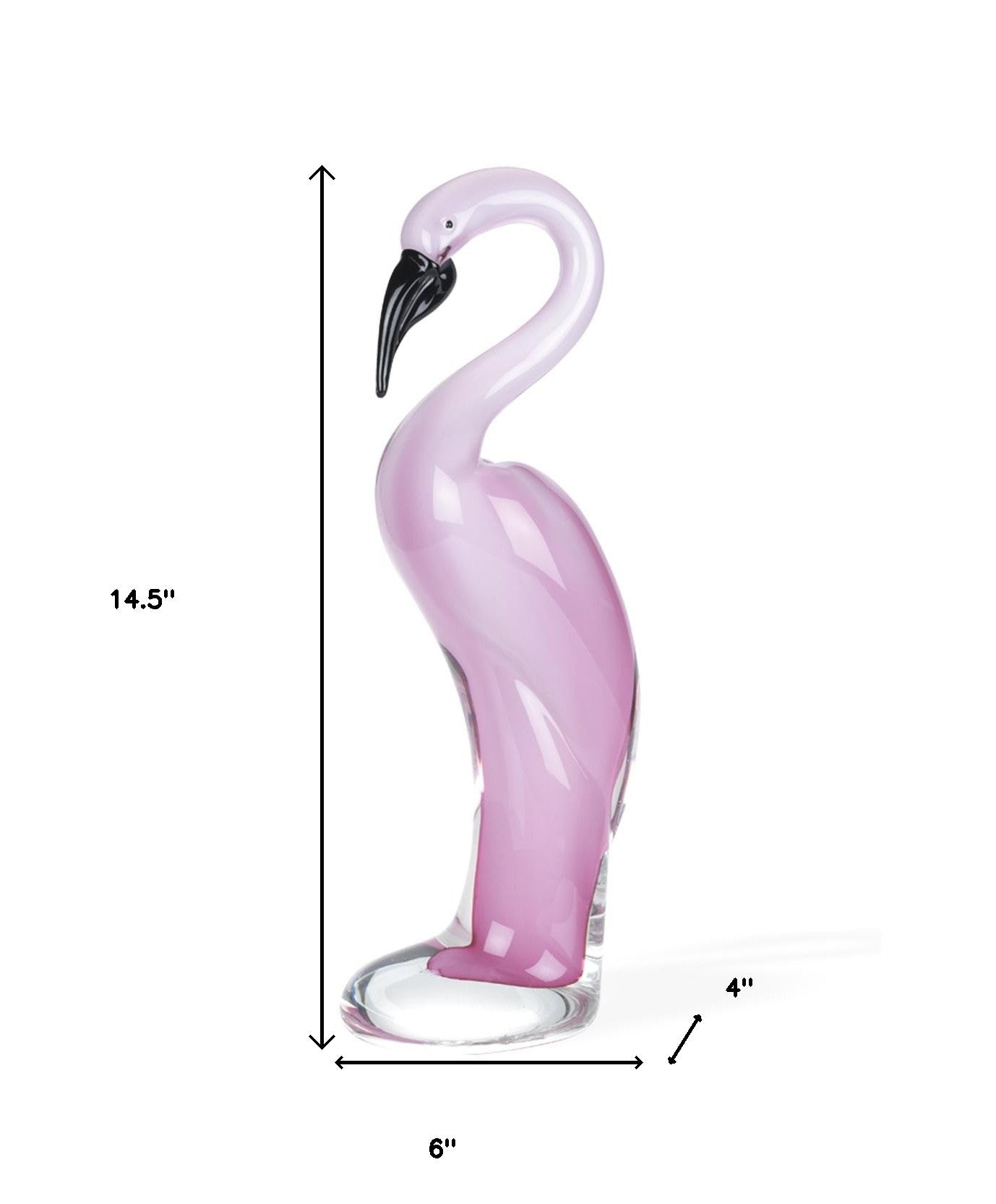 15" Pink Murano Glass Flamingo Figurine Tabletop Sculpture-Sculptures-DECOROLALA