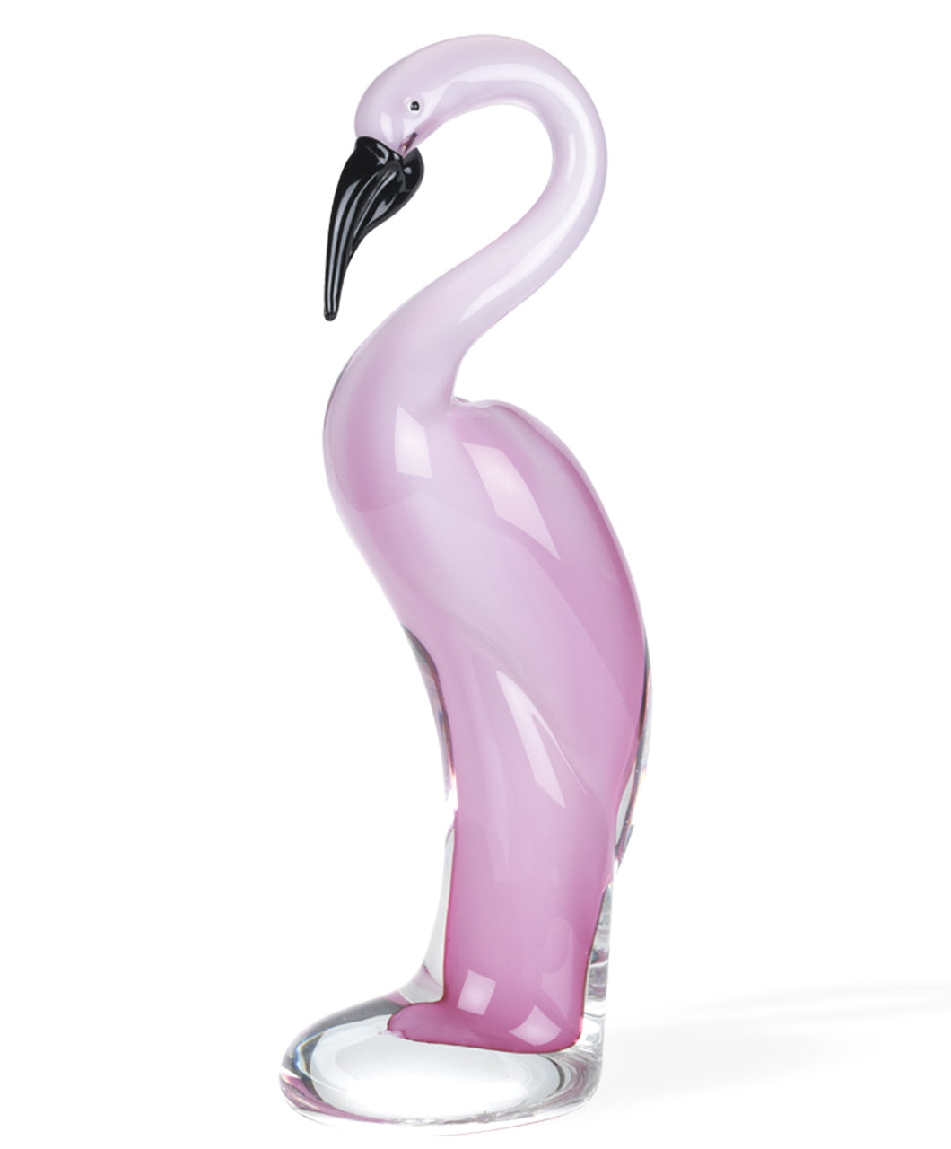 15" Pink Murano Glass Flamingo Figurine Tabletop Sculpture-Sculptures-DECOROLALA
