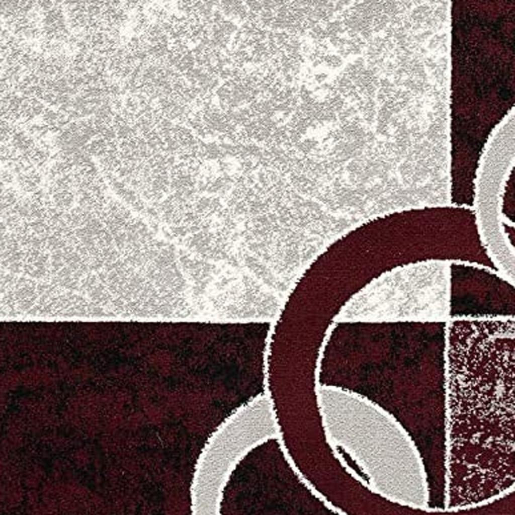 15' Red And White Abstract Runner Rug-Area Rugs-DECOROLALA