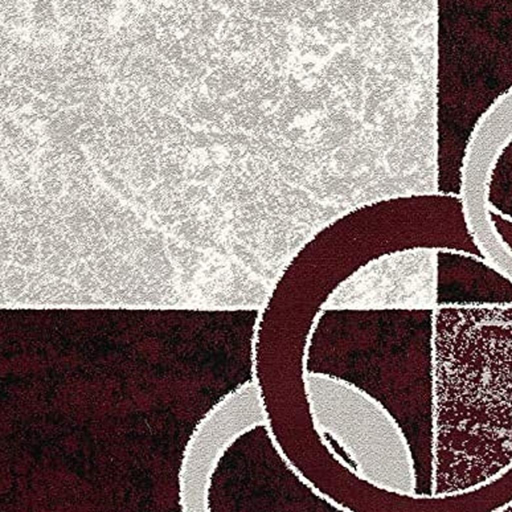 15' Red And White Abstract Runner Rug-Area Rugs-DECOROLALA