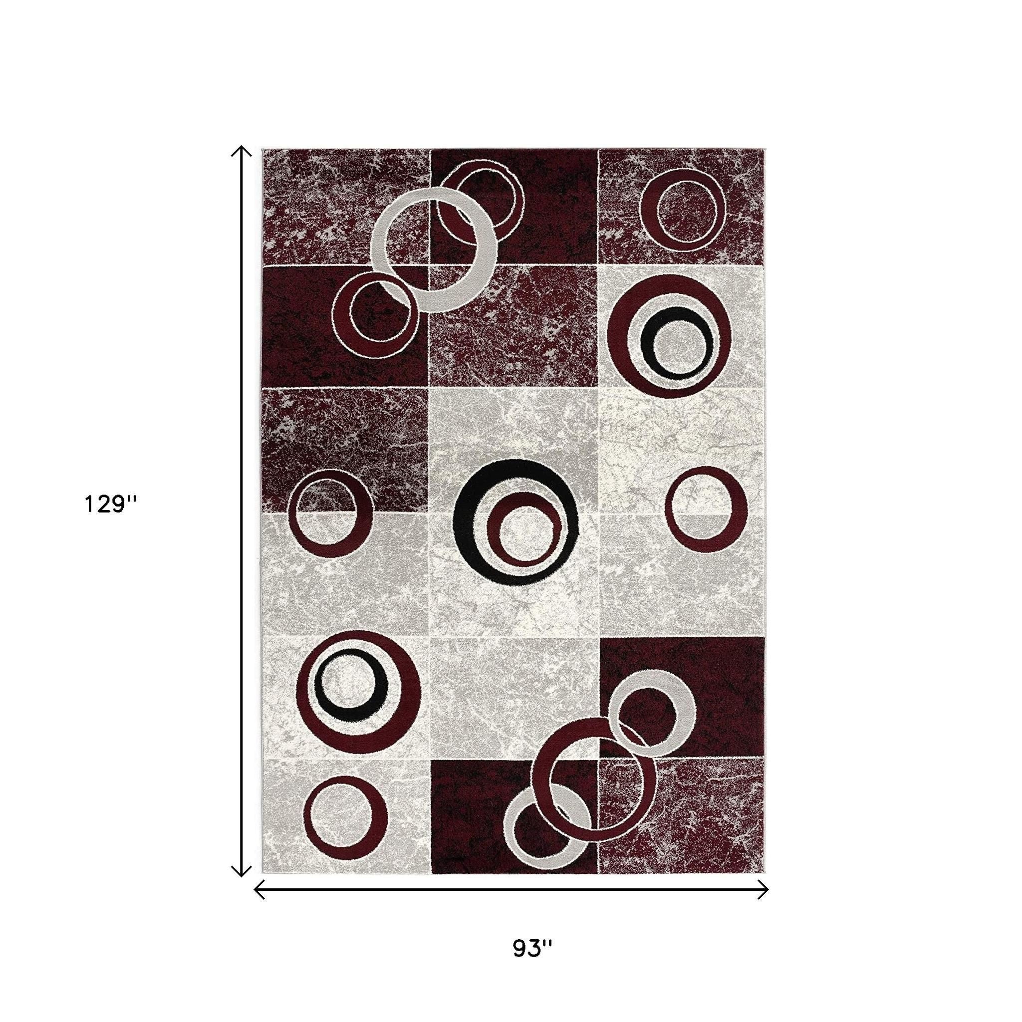 15' Red And White Abstract Runner Rug-Area Rugs-DECOROLALA