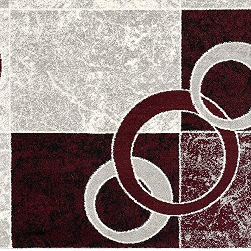 15' Red And White Abstract Runner Rug-Area Rugs-DECOROLALA