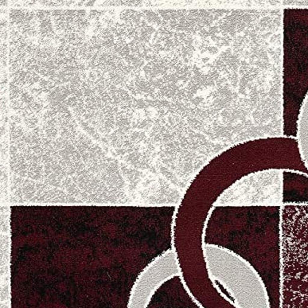 15' Red And White Abstract Runner Rug-Area Rugs-DECOROLALA