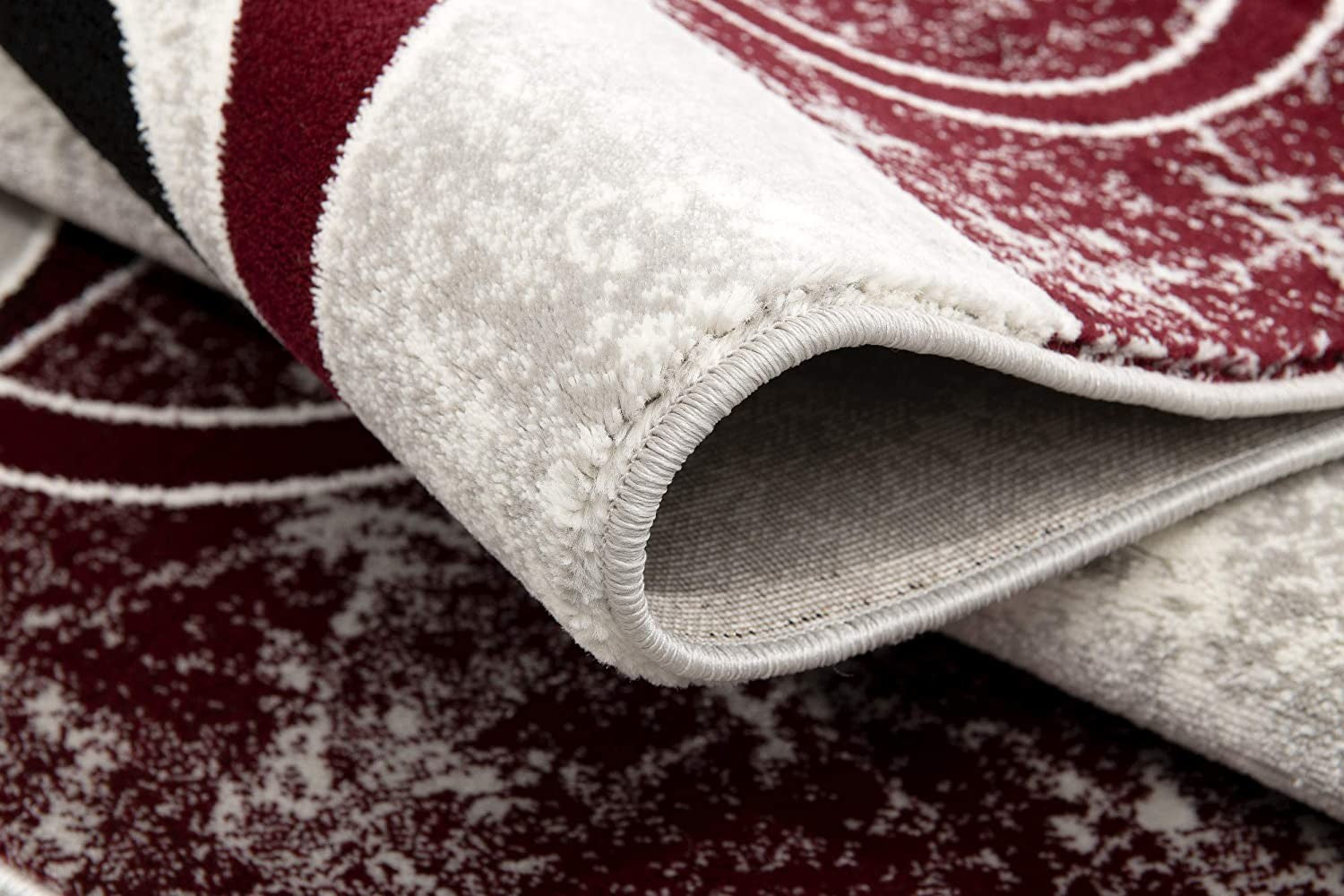 15' Red And White Abstract Runner Rug-Area Rugs-DECOROLALA