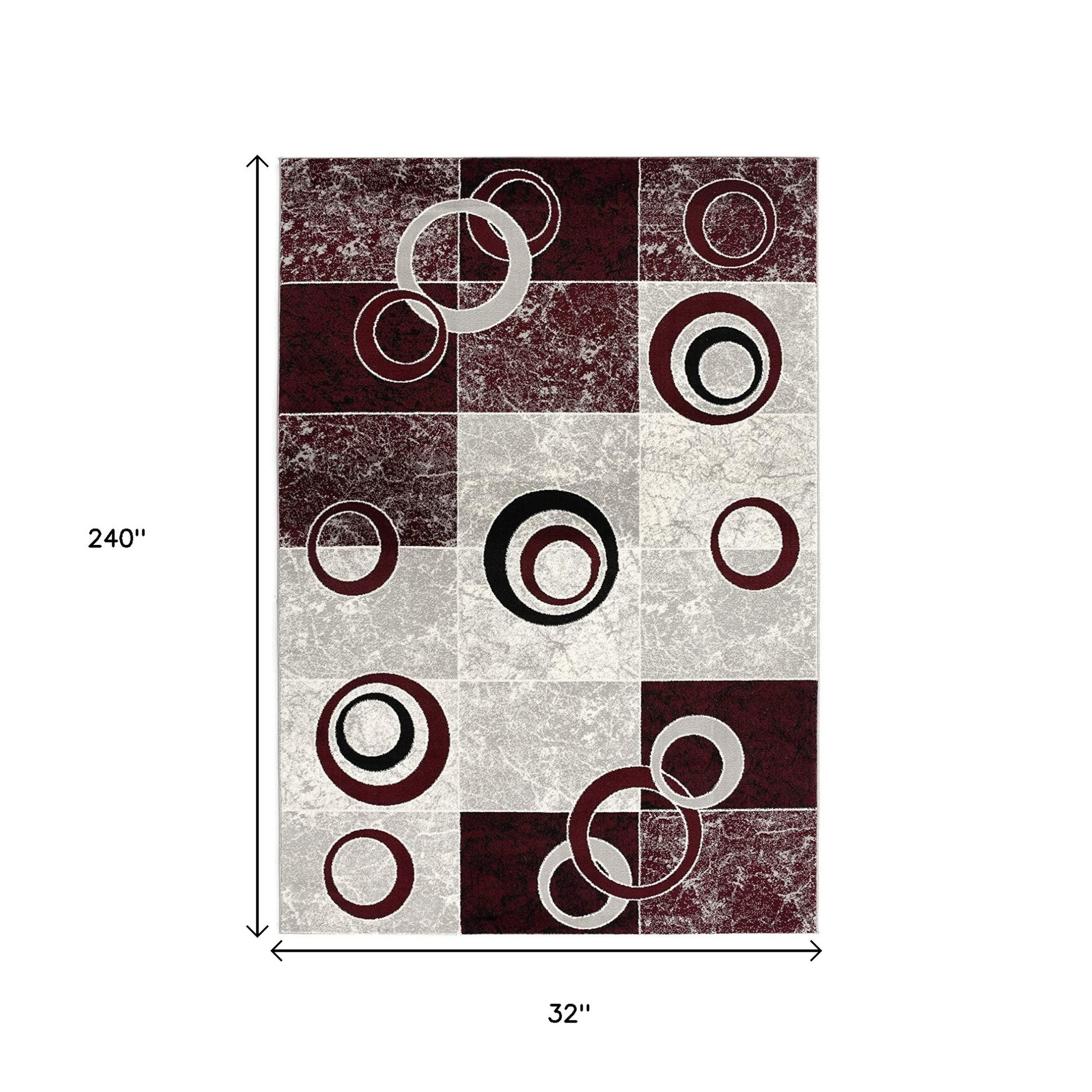 15' Red And White Abstract Runner Rug-Area Rugs-DECOROLALA