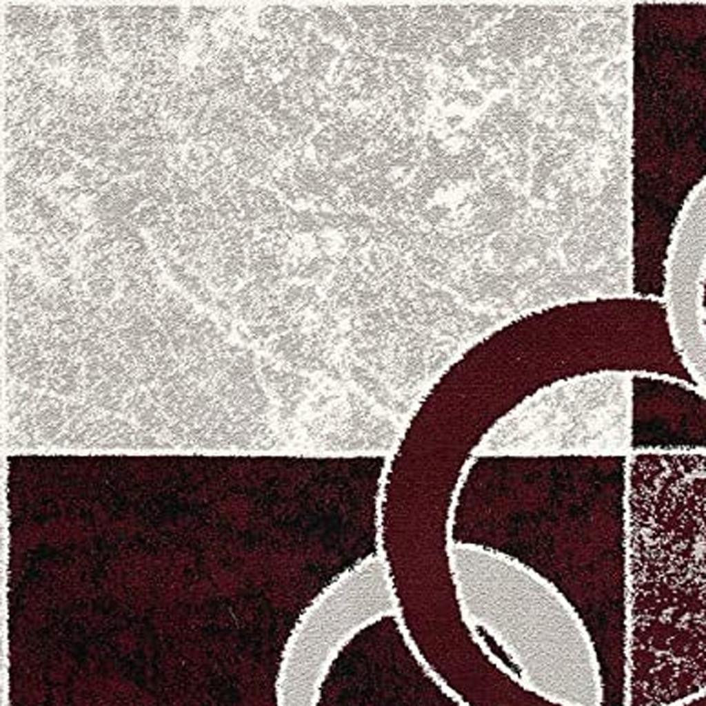 15' Red And White Abstract Runner Rug-Area Rugs-DECOROLALA