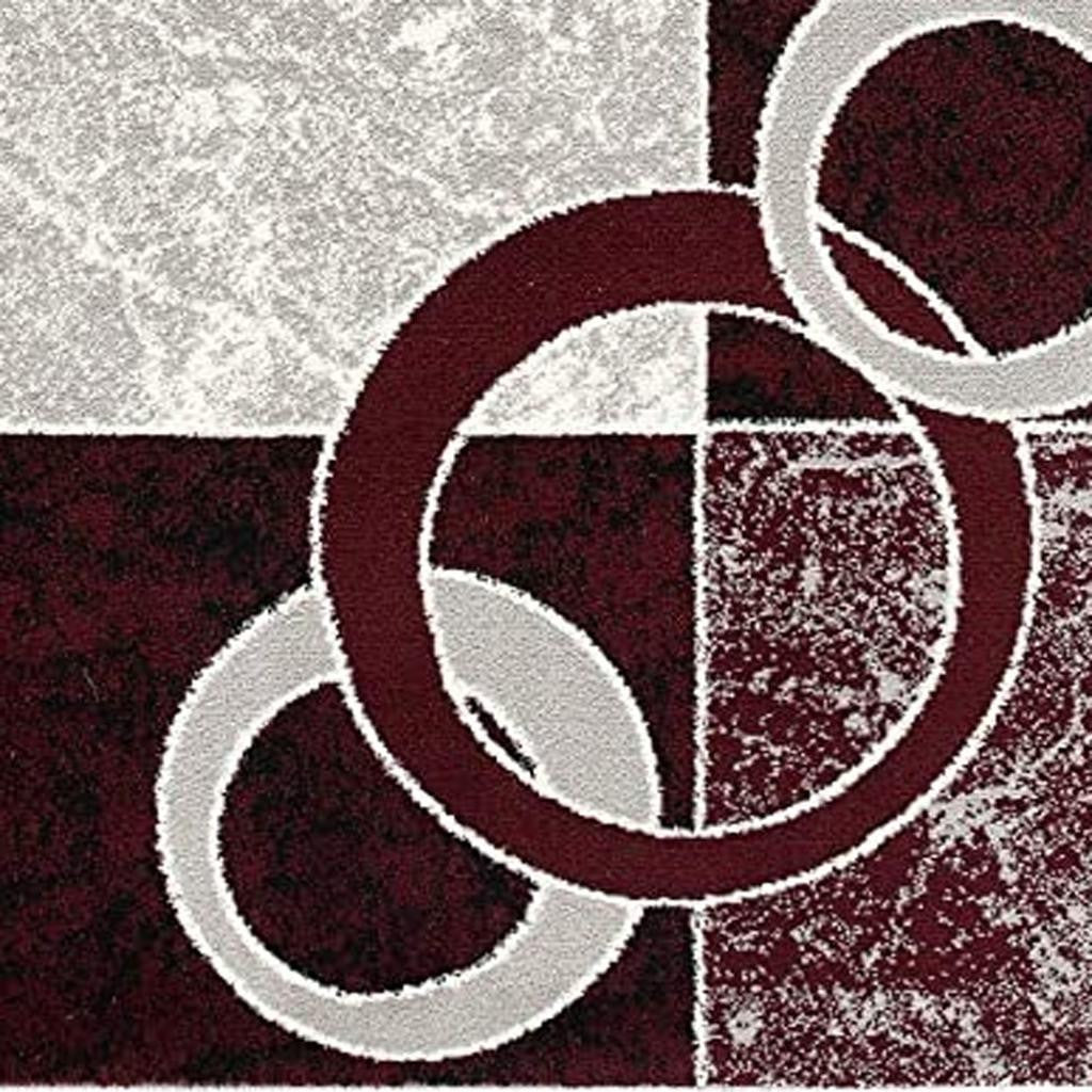 15' Red And White Abstract Runner Rug-Area Rugs-DECOROLALA