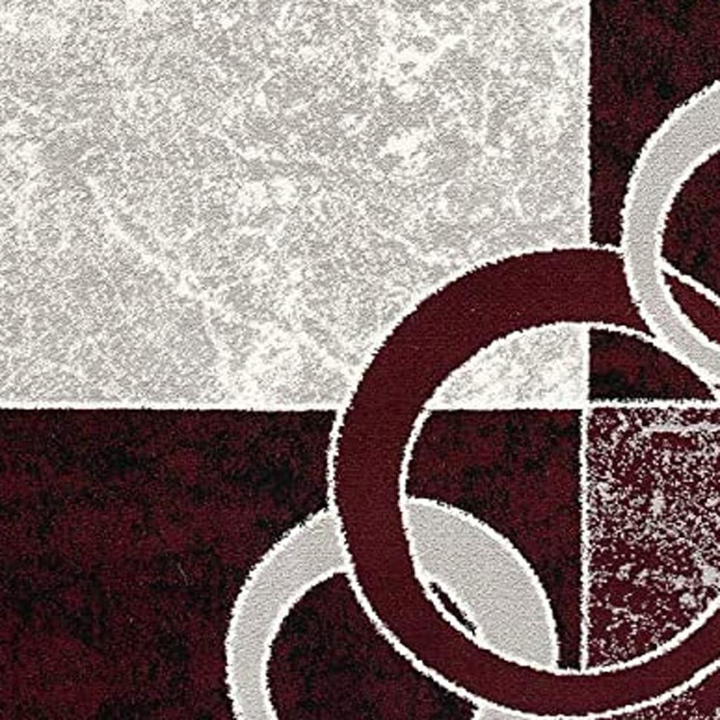 15' Red And White Abstract Runner Rug-Area Rugs-DECOROLALA