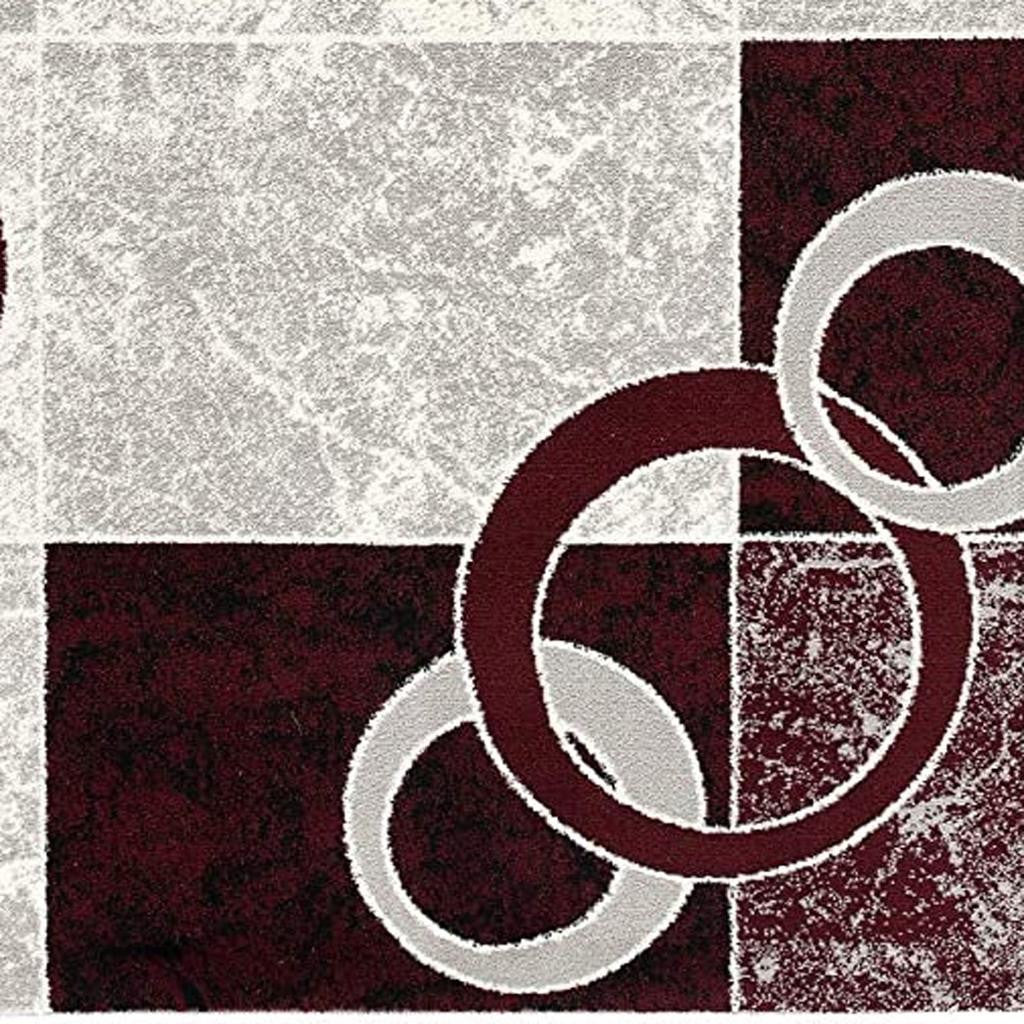 15' Red And White Abstract Runner Rug-Area Rugs-DECOROLALA