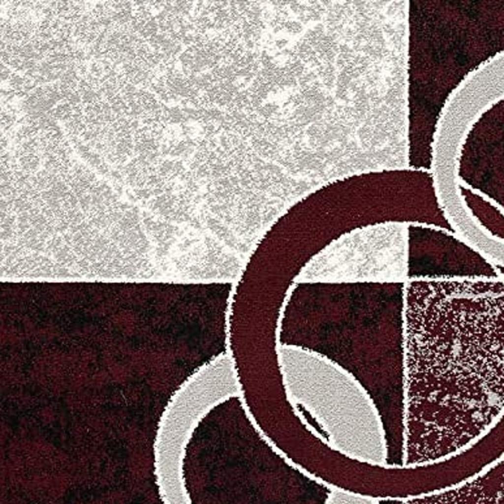 15' Red And White Abstract Runner Rug-Area Rugs-DECOROLALA