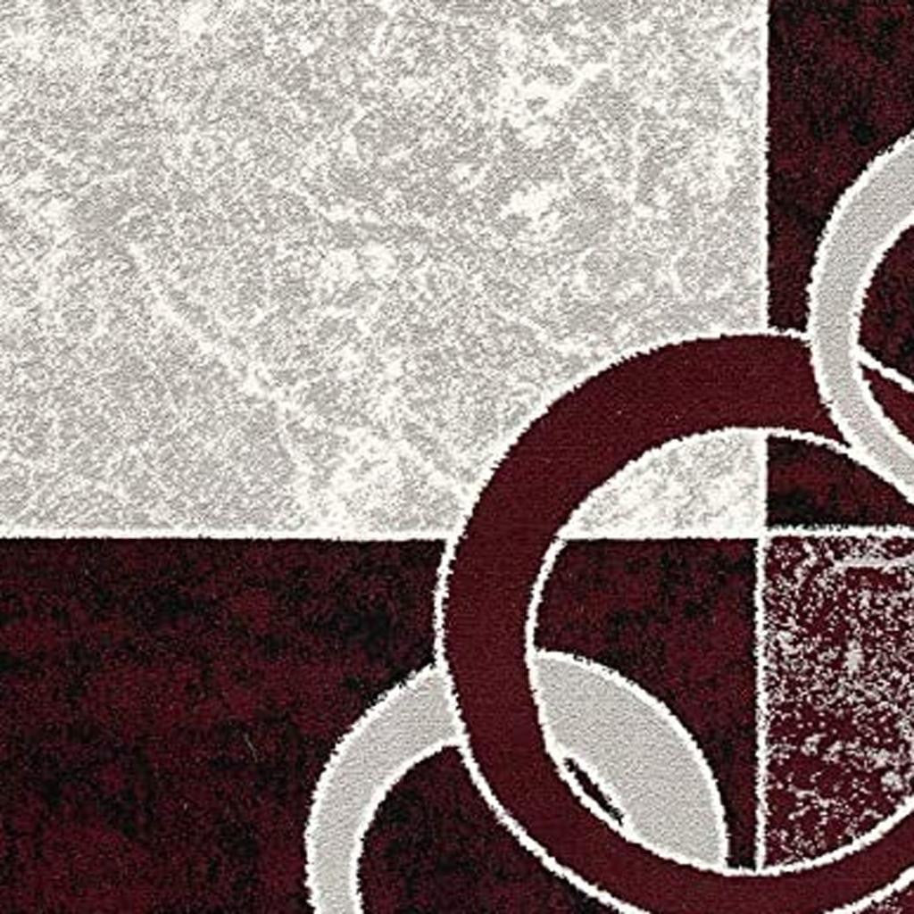 15' Red And White Abstract Runner Rug-Area Rugs-DECOROLALA