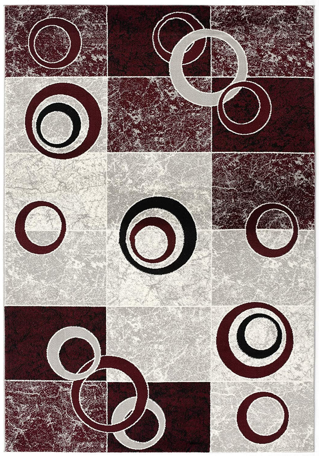 15' Red And White Abstract Runner Rug-Area Rugs-DECOROLALA