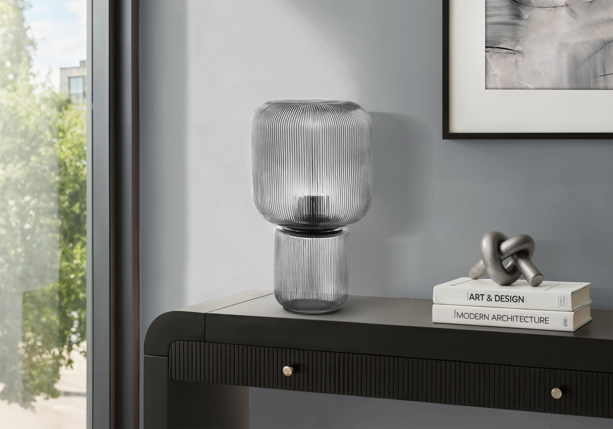 15" Ribbed Tinted Glass Table Lamp - Contemporary Design-Table Lamps-DECOROLALA