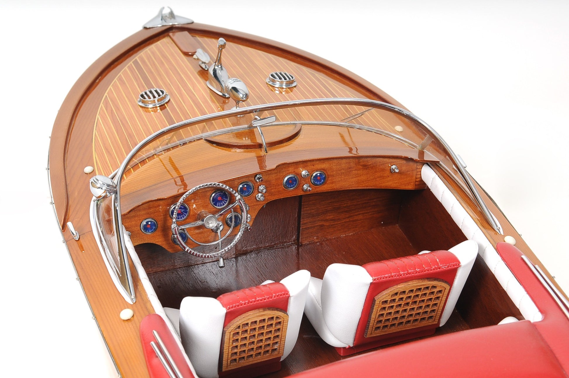 15" Solid Wood Hand Painted Riva Aquarama Speedboat Exclusive Display Case Edition Model Boat-Sculptures-DECOROLALA