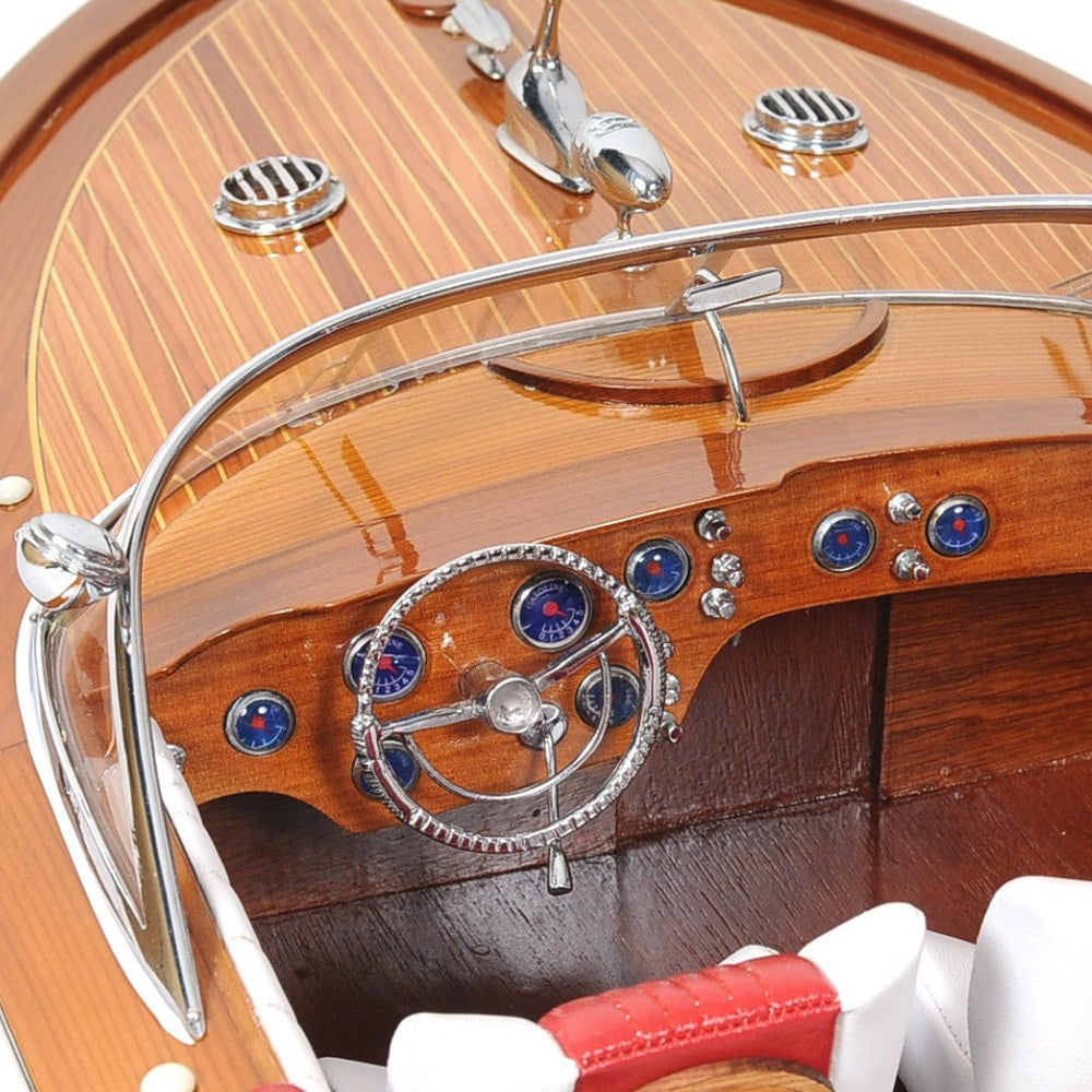 15" Solid Wood Hand Painted Riva Aquarama Speedboat Exclusive Display Case Edition Model Boat-Sculptures-DECOROLALA