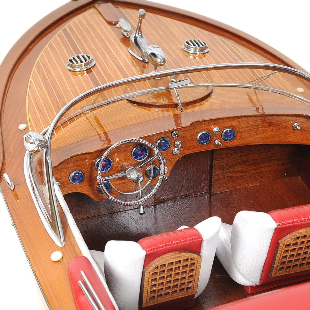 15" Solid Wood Hand Painted Riva Aquarama Speedboat Exclusive Display Case Edition Model Boat-Sculptures-DECOROLALA